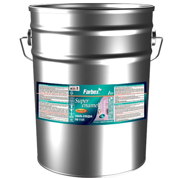 Емаль алкідна ПФ-115П біла глянсова ТМ "Farbex" -12 кг.